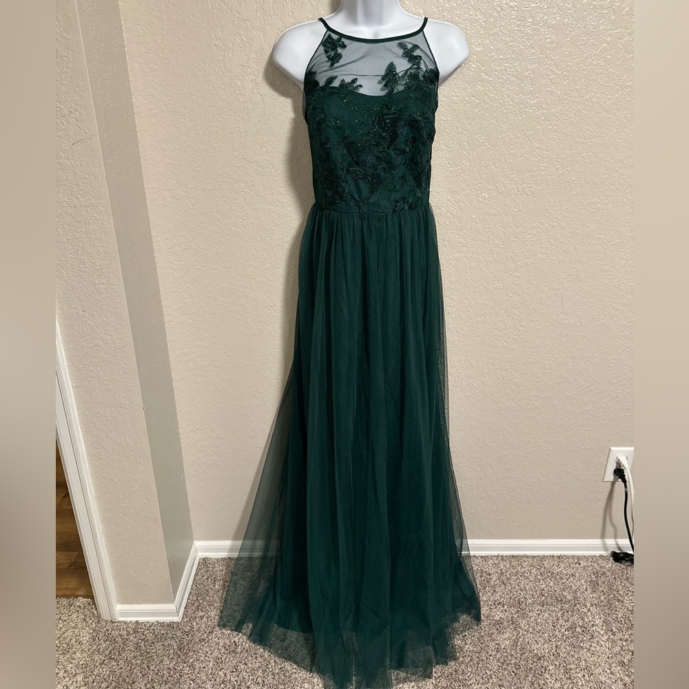 David's Bridal Green Prom Dress